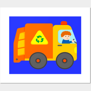 Trash Collector Garbage Truck Boy Posters and Art